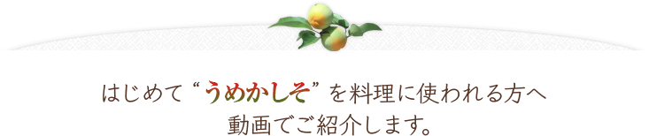 はじめて“うめかしそ”を料理に使われる方へ動画でご紹介します。