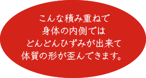 こんな積み重ねで身体の内側ではどんどんひずみが出来て体質の形が歪んできます。
